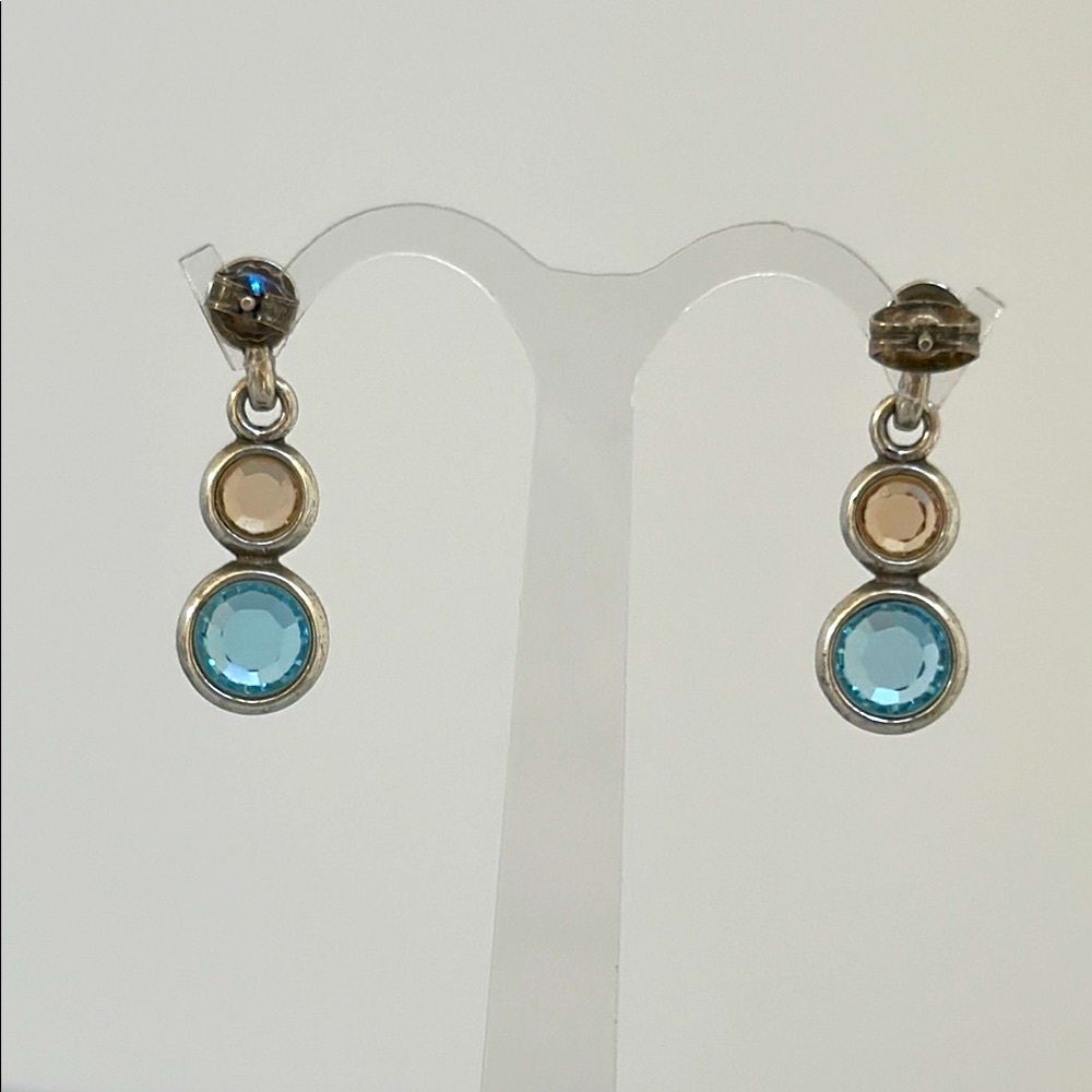 Elegant 925 Silver and Blue Dangle Earrings